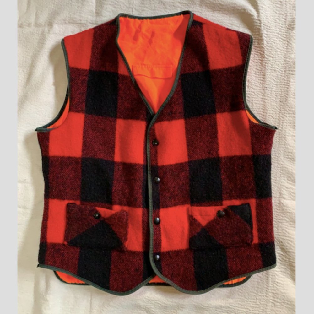 Woolrich Reversible Buffalo Plaid Wool Vest Vintage
